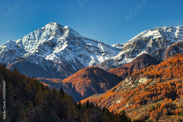 Fototapeta view of the Chaberton in autumn from Oulx