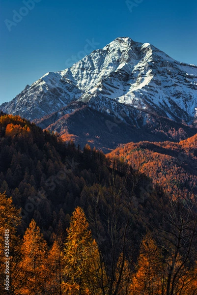 Fototapeta view of the Chaberton in autumn from Oulx
