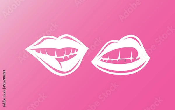 Fototapeta Sexy hot lips bite sign vector. Sexy lips icon and symbol design vector
