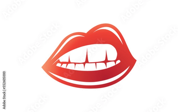 Fototapeta Sexy hot lips bite sign vector. Sexy lips icon and symbol design vector