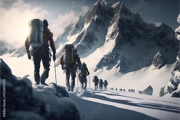 Obraz Digital illustration about climber on the mountain.