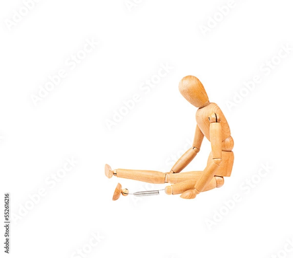 Fototapeta figurine of a man sitting in profile on a transparent background