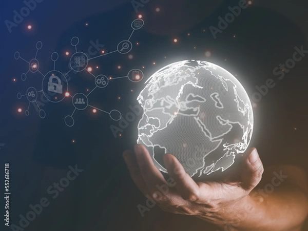 Obraz Hand holding Earth globe symbolizing global care and protection