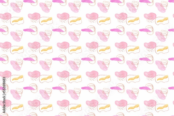 Fototapeta pattern seamless with pink circles and golden lines. Geometric seamless pattern. hand drawn. pattern for the background of textiles, key chains, napkins