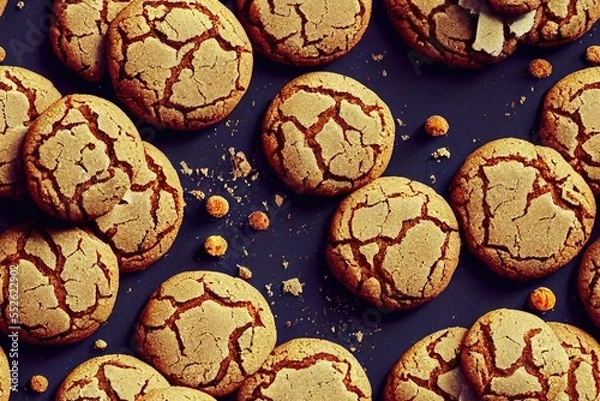 Fototapeta Seamless texture of delicious ginger cookies that crumble 
