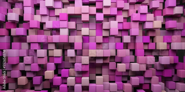 Fototapeta 3D rendering wallpaper background of red-tone random shuffled cubes