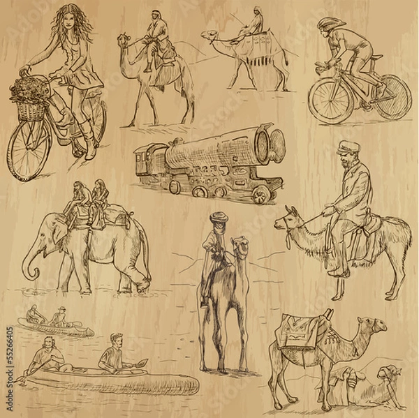 Obraz Transportation around the World (part 1) - hand drawings