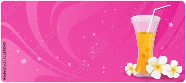 Fototapeta Glass of juice with flowers