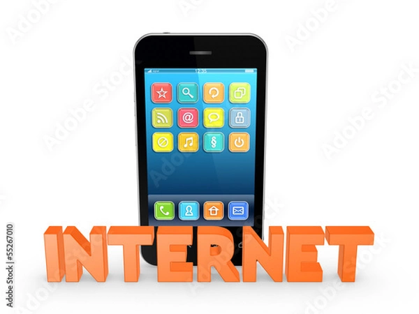 Obraz Word INTERNET and mobile phone.
