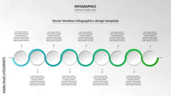 Obraz Vector infographic template with nine steps or options. Illustration presentation with line elements icons. Business concept design can be used for web, brochure, diagram