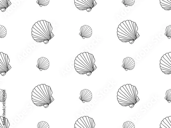 Fototapeta Scallops cartoon character seamless pattern on white background