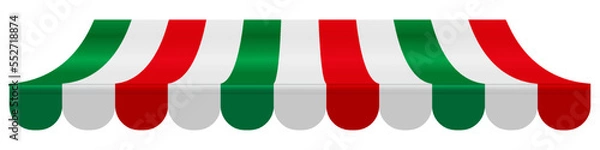 Obraz Striped awning in italy flag colors. 3D realistic vector illustration isolated on white