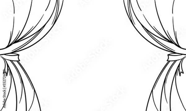 Fototapeta curtain and ribbon hand drawn background on white background