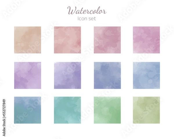Fototapeta 水彩テクスチャのアイコンセット