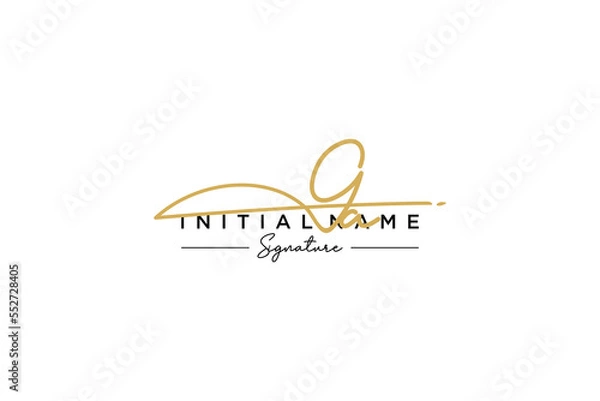 Fototapeta Initial GA signature logo template vector. Hand drawn Calligraphy lettering Vector illustration.
