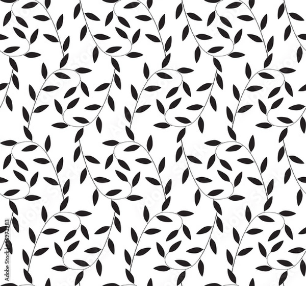 Fototapeta Tree branch, Black and White Geometric Vector Seamless Pattern