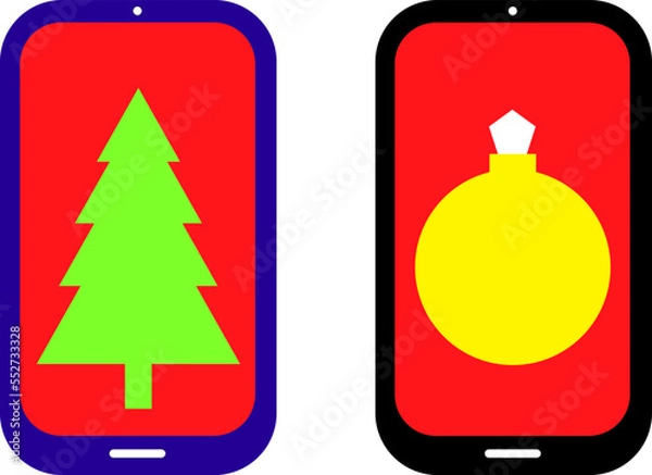 Obraz Smartphone with christmas tree and ball