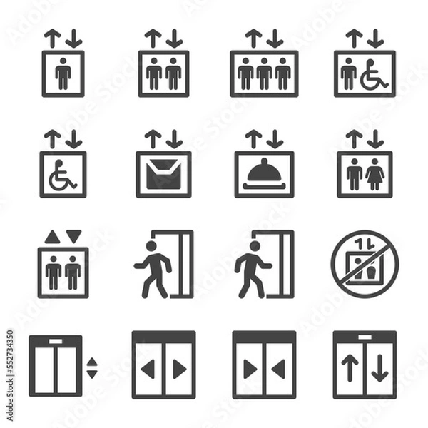 Fototapeta elevator icon set,vector and illustration
