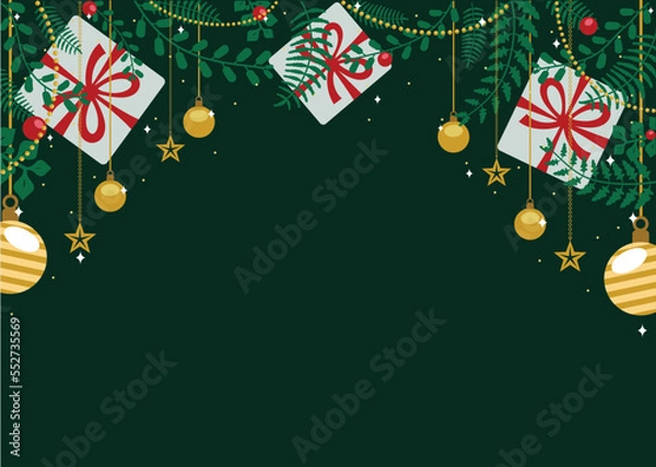 Obraz Green Christmas Background Vector Illustration