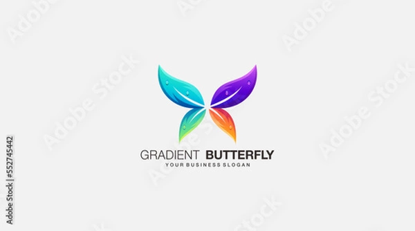 Fototapeta Gradient butterfly icon vector logo design template