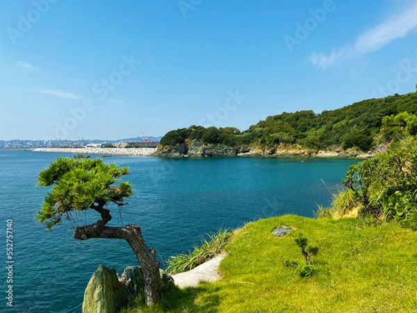 Obraz 対岸に和歌山港を望む　岸壁と海