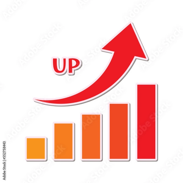 Fototapeta 右肩上がりの棒グラフと矢印　上昇グラフ/UP/成長