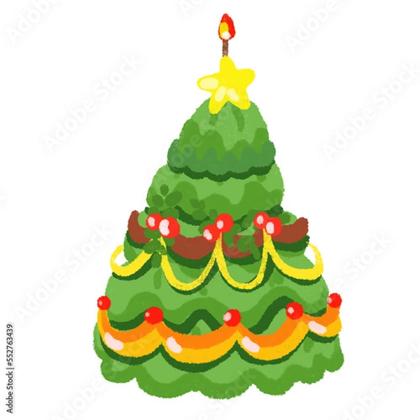 Obraz Christmas cake in cute hand draw style with isolate transparent background png