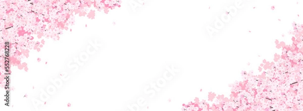 Obraz 満開の桜　フレーム・背景素材（バナー向け横長）
