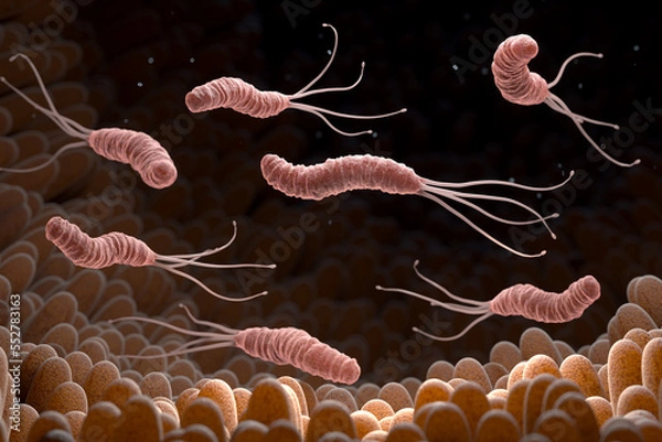 Fototapeta Helicobacter Pylori bacteria in the stomach