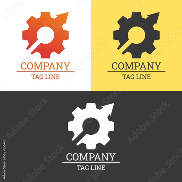 Fototapeta Gear Logo Design With Up Arrow Vector