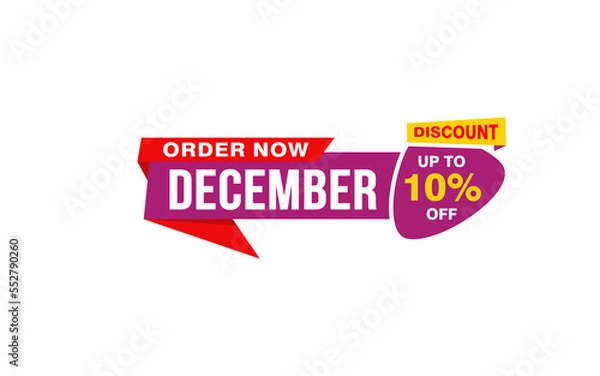 Fototapeta 10 Percent december discount offer, clearance, promotion banner layout with sticker style.