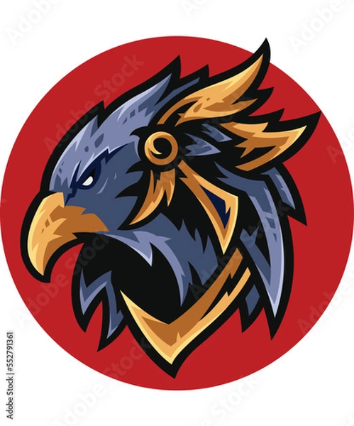 Fototapeta Eagle head e-sport logo design vector with modern illustration