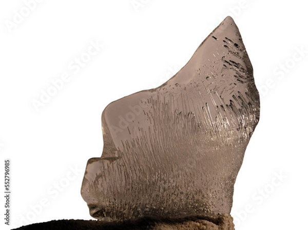Obraz Abstract shape mauve colour glass or ice sculpture isolated on white background.