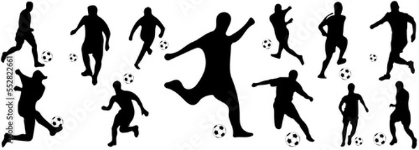Fototapeta Soccer players, Vector set of football