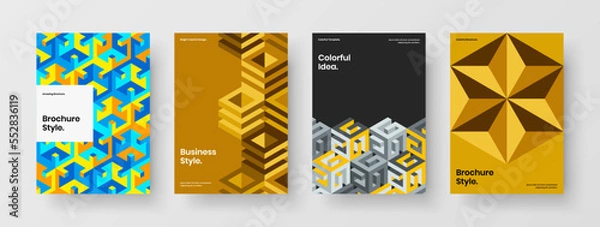 Fototapeta Fresh corporate identity vector design illustration composition. Modern mosaic shapes cover layout set.