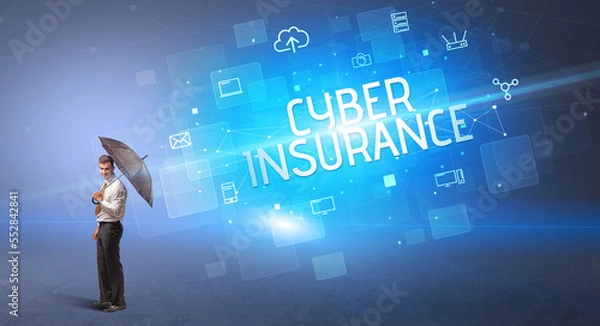 Fototapeta defending with umbrella from cyber attack