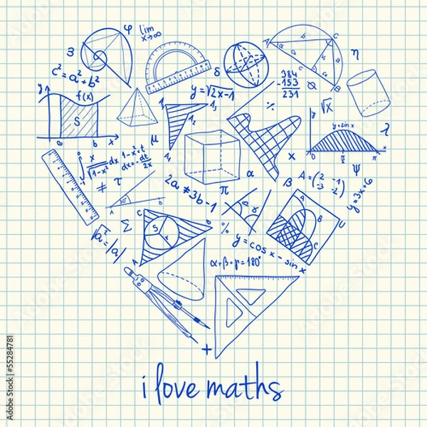 Obraz Rysunki matematyczne w kształcie serca