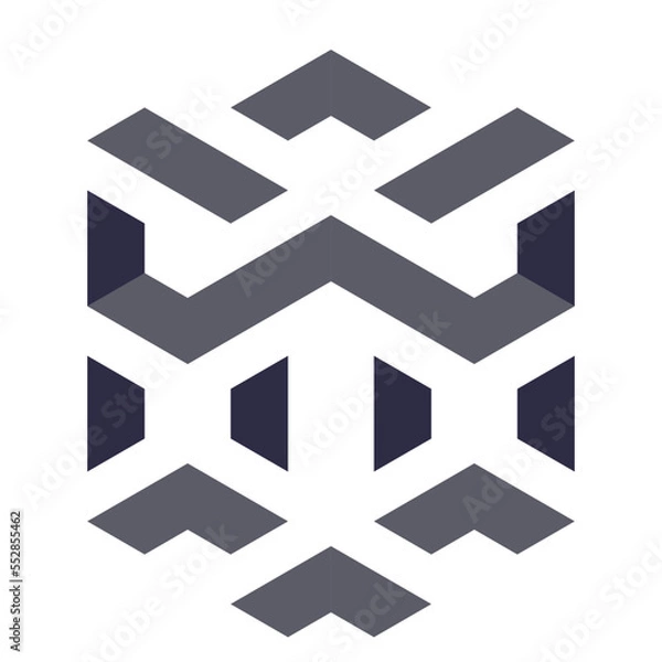 Fototapeta  Hexagonal Packed Triangles 3d illusion abstract illustration