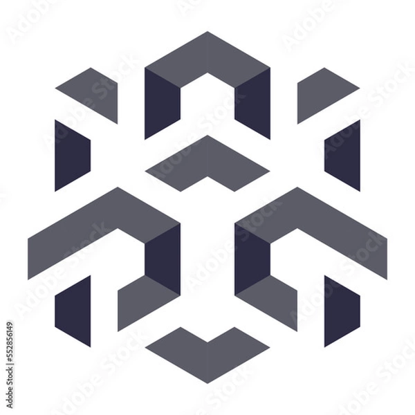 Fototapeta  Hexagonal Packed Triangles 3d illusion abstract illustration