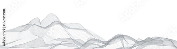 Obraz Abstract gray and white futuristic 3D map. 3D space landscape background. Vector grid.	