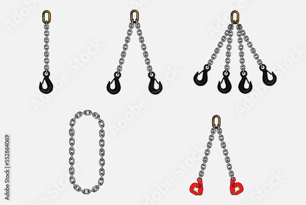 Fototapeta A set of chain slings. Vector graphics.