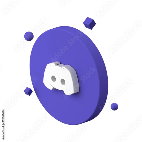 Fototapeta 3d discord png icon with a blank page on white background. 3d rendering png icon