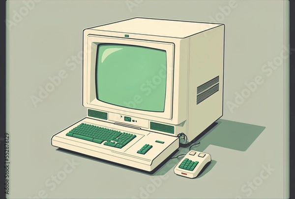 Obraz Office computer with a white, blank screen. Generative AI