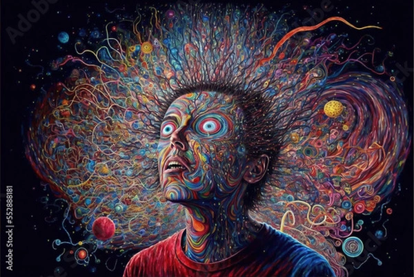 Fototapeta Multiverse Connected Through a Nervous System - Trippy Psychodelic Illustration - Generative AI