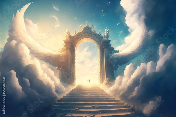 Obraz The gates of heaven that wait after death. Generative AI