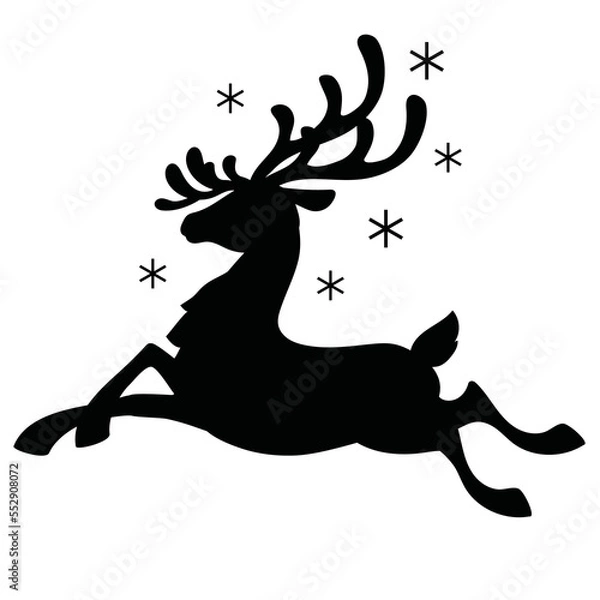 Fototapeta Flying reindeer vector cartoon illustration