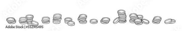 Fototapeta Coins pile as a symbol of wealth and luxary. Sketch of coins stack. Vector illustration isolated in white background