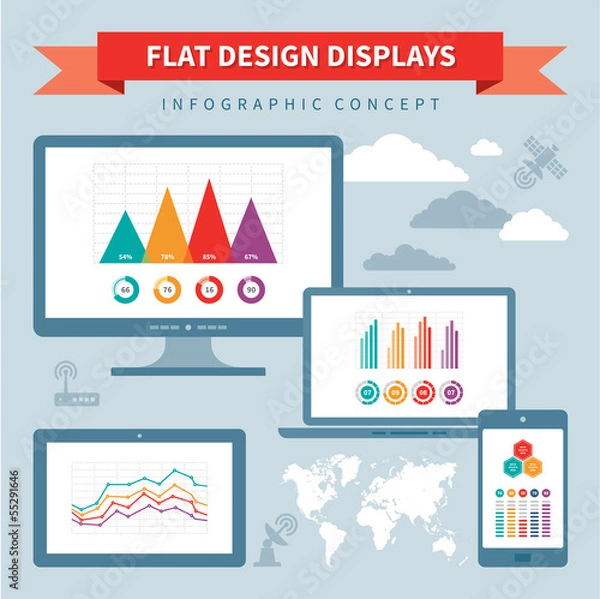 Fototapeta Flat Design Displays - Vector Infographic Concept