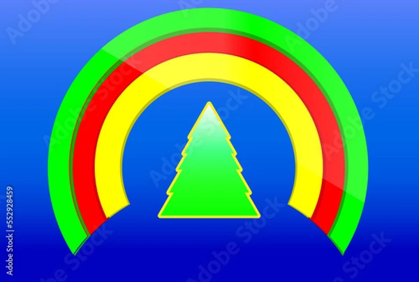 Obraz Christmas tree isolated on rainbow background