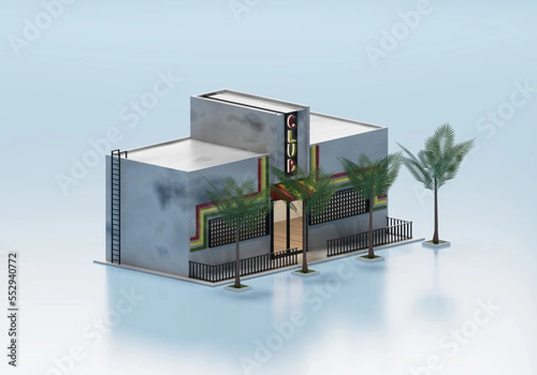 Obraz 3D Rendering Night Club In Isometric View Exterior Background